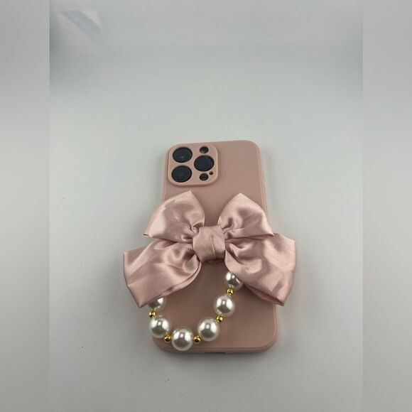 Elegant Pink Bow & Pearl Case for iPhone 16 Pro Max - Picture 4 of 6
